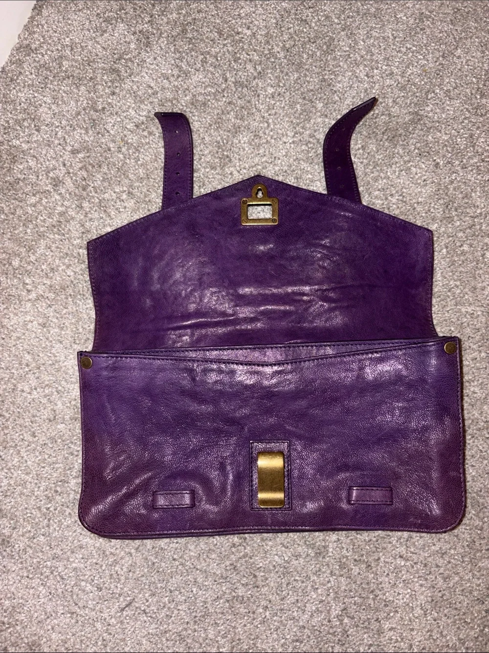 Proenza Schouler Purple Leather Clutch with Gold Hardware